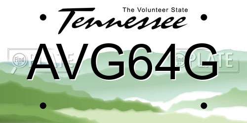 AVG64G Tennessee License Plate