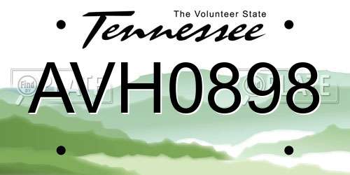AVH0898 Tennessee License Plate