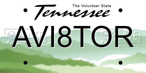 AVI8TOR Tennessee License Plate