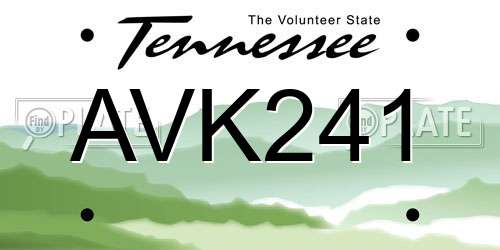 AVK241 Tennessee License Plate