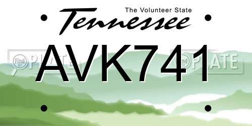 AVK741 Tennessee License Plate