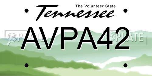 AVPA42 Tennessee License Plate