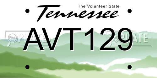 AVT129 Tennessee License Plate