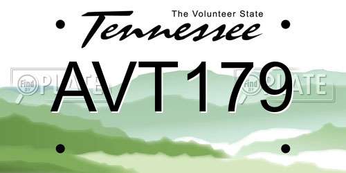 AVT179 Tennessee License Plate
