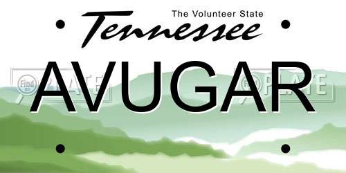 AVUGAR Tennessee License Plate
