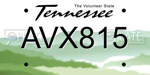 AVX815 Tennessee License Plate