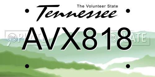 AVX818 Tennessee License Plate