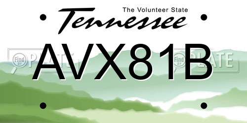 AVX81B Tennessee License Plate