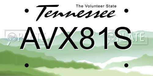 AVX81S Tennessee License Plate