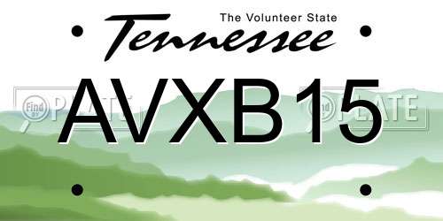 AVXB15 Tennessee License Plate