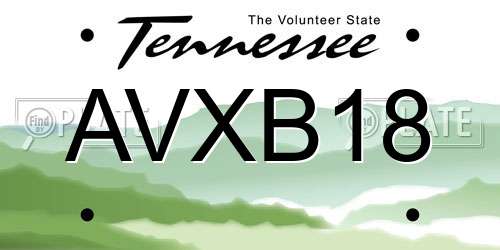 AVXB18 Tennessee License Plate