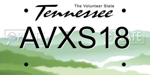 AVXS18 Tennessee License Plate