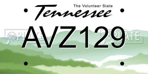 AVZ129 Tennessee License Plate