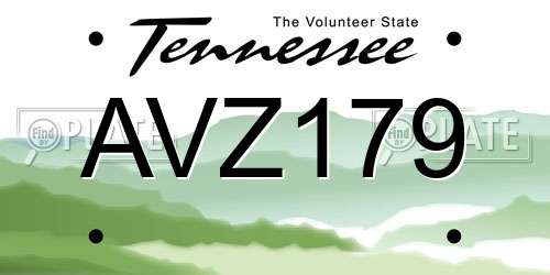 AVZ179 Tennessee License Plate