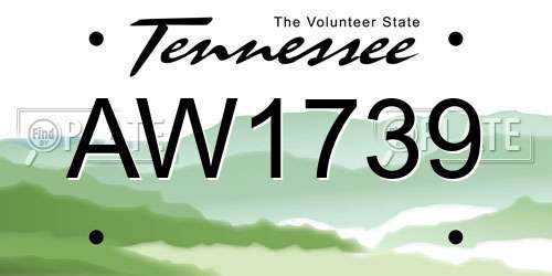 AW1739 Tennessee License Plate