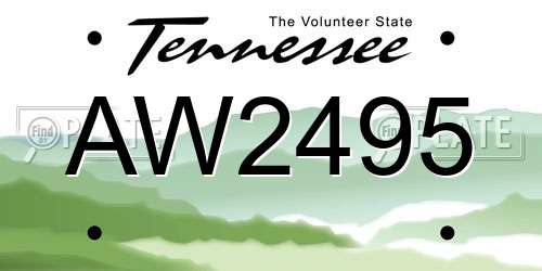 AW2495 Tennessee License Plate