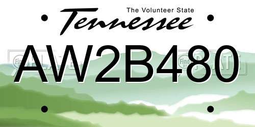 AW2B480 Tennessee License Plate