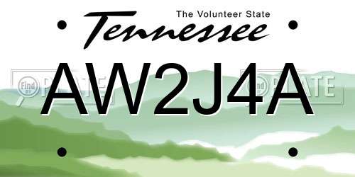 AW2J4A Tennessee License Plate