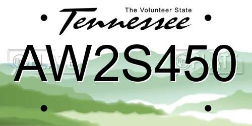 AW2S450 Tennessee License Plate