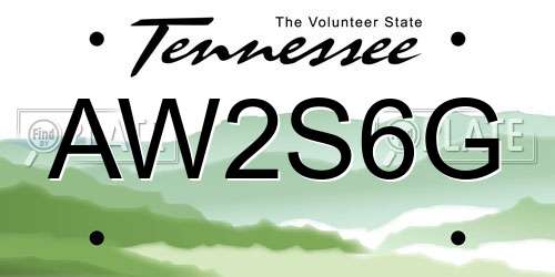 AW2S6G Tennessee License Plate
