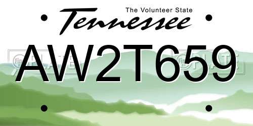 AW2T659 Tennessee License Plate