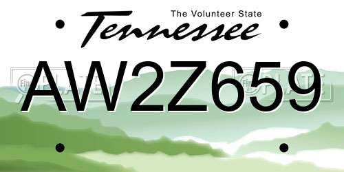 AW2Z659 Tennessee License Plate