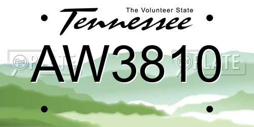 AW3810 Tennessee License Plate