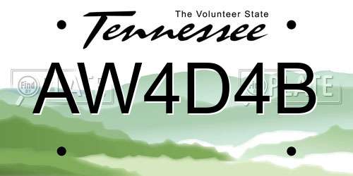 AW4D4B Tennessee License Plate