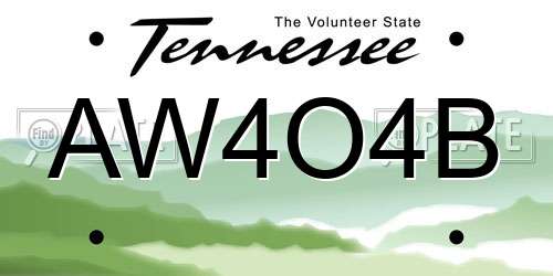 AW4O4B Tennessee License Plate
