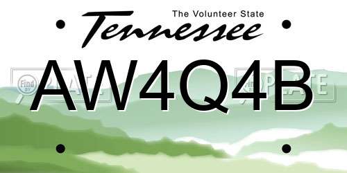 AW4Q4B Tennessee License Plate