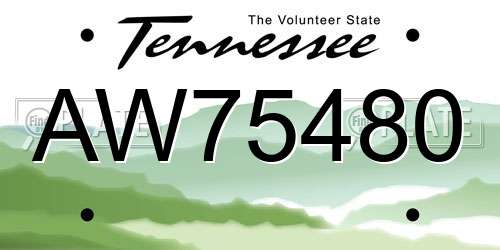 AW75480 Tennessee License Plate