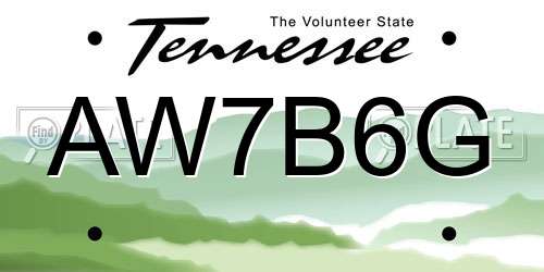 AW7B6G Tennessee License Plate