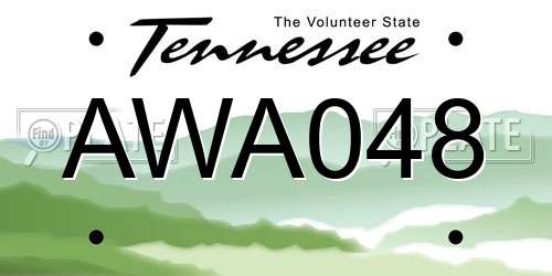 AWA048 Tennessee License Plate