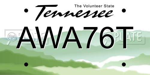 AWA76T Tennessee License Plate