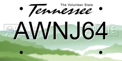 AWNJ64 Tennessee License Plate