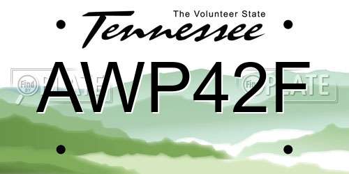 AWP42F Tennessee License Plate
