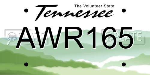 AWR165 Tennessee License Plate