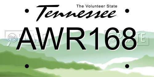 AWR168 Tennessee License Plate