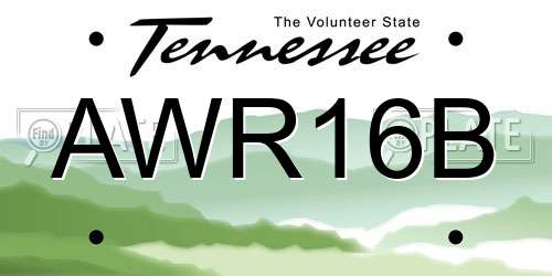 AWR16B Tennessee License Plate
