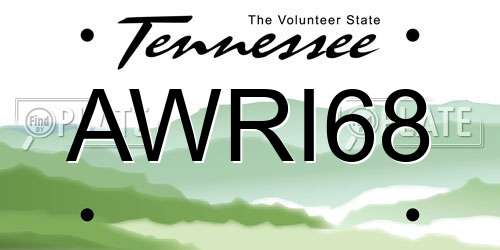 AWRI68 Tennessee License Plate