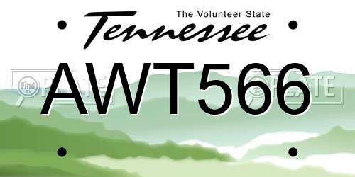 AWT566 Tennessee License Plate