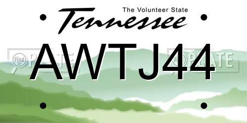 AWTJ44 Tennessee License Plate