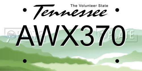 AWX370 Tennessee License Plate