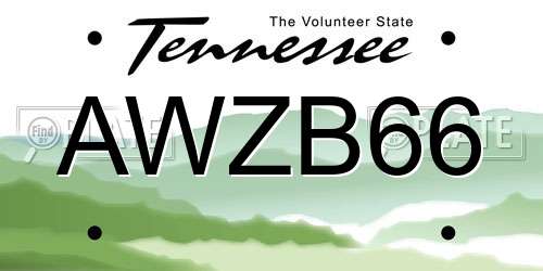 AWZB66 Tennessee License Plate