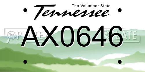 AX0646 Tennessee License Plate