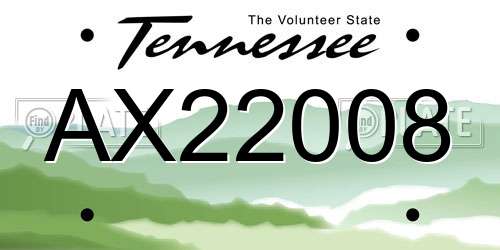 AX22008 Tennessee License Plate