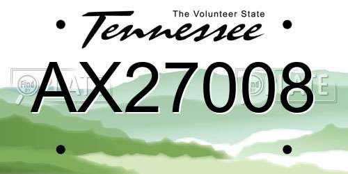 AX27008 Tennessee License Plate