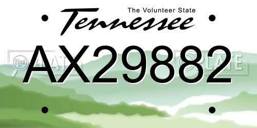AX29882 Tennessee License Plate