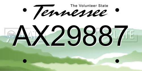 AX29887 Tennessee License Plate