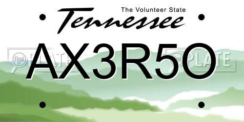 AX3R5O Tennessee License Plate